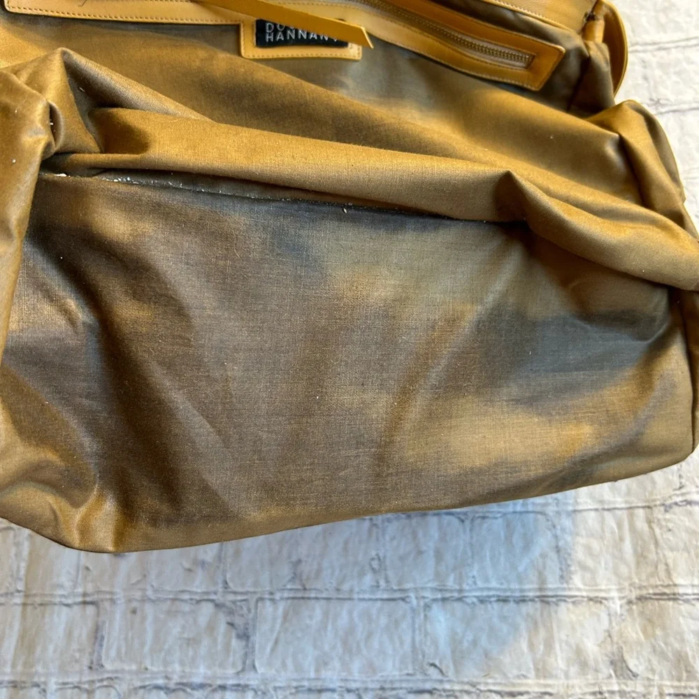DOUGLAS HANNANT MUSTARD GOLD BROWN TRIM GOLD HARDWARE FEET TURN LOCK SATCHEL BAG - Picture 11 of 16